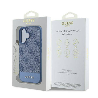 Custodia per Apple iPhone 16, Guess, 4G Bottom Stripe, Blu