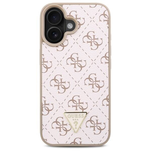 Custodia per Apple iPhone 16, Guess, 4G Triangle Logo, Bianca