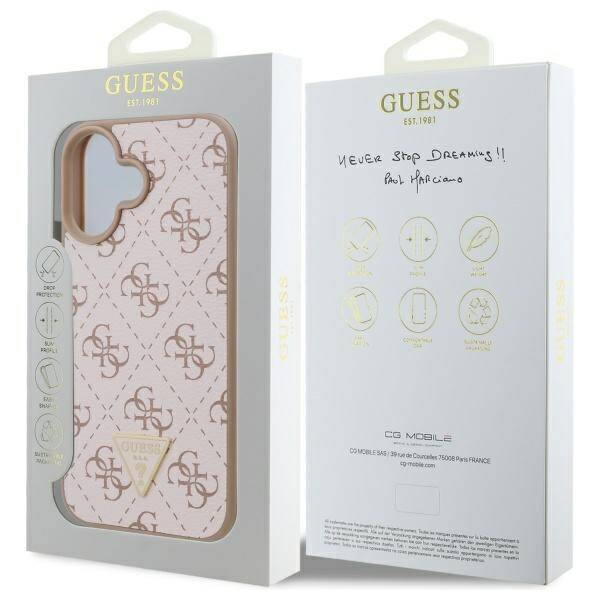 Custodia per Apple iPhone 16, Guess, 4G Triangle Logo, Bianca