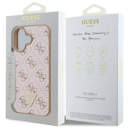 Custodia per Apple iPhone 16, Guess, 4G Triangle Logo, Bianca
