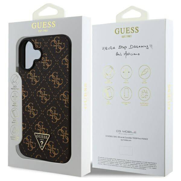 Custodia per Apple iPhone 16, Guess, Logo Triangolo 4G, Nera