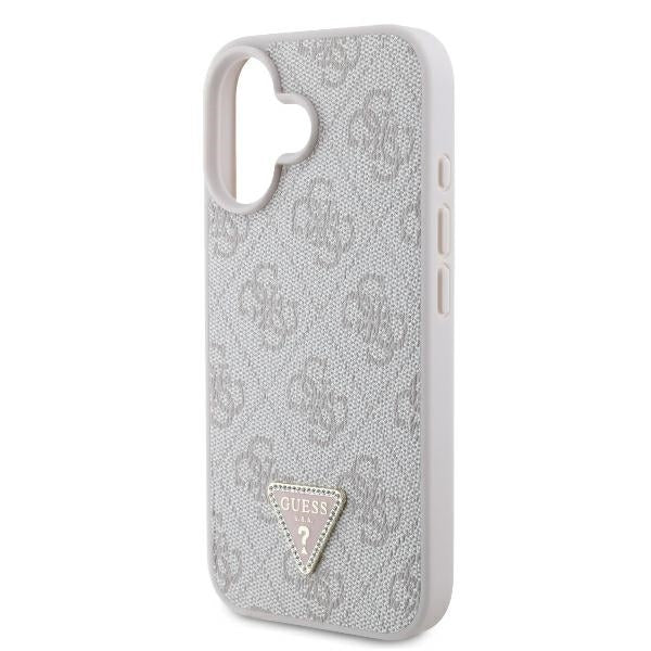 Custodia per Apple iPhone 16, Guess, Crossbody 4G Triangle Strass, Blu