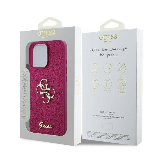 Custodia per Apple iPhone 16, Guess, Fixed Glitter Big 4G, Viola