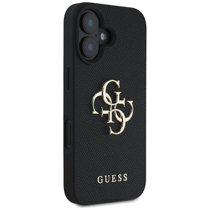Custodia per Apple iPhone 16, Guess, Grained Big 4G Logo Small Classic Logo, Nera