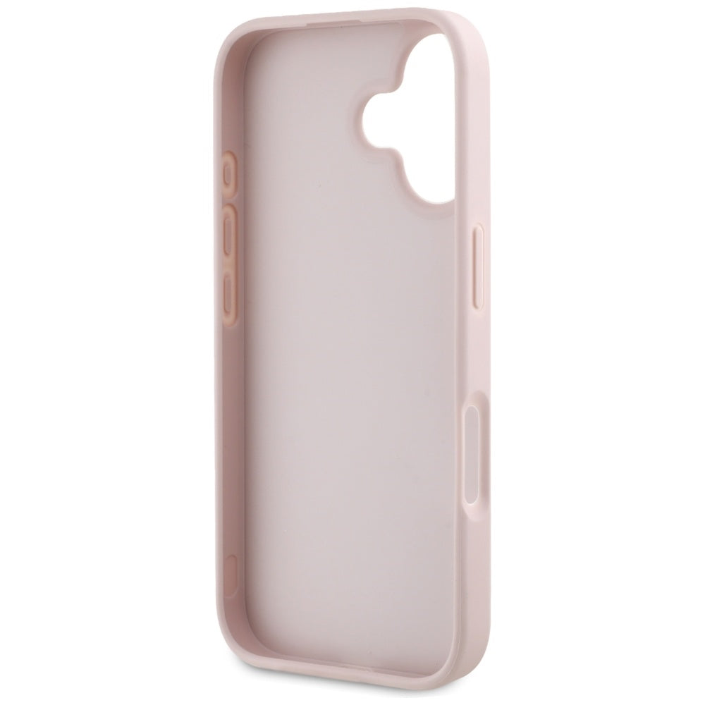 Custodia per Apple iPhone 16, Guess, Grained Big 4G Logo Small Classic Logo, Rosa
