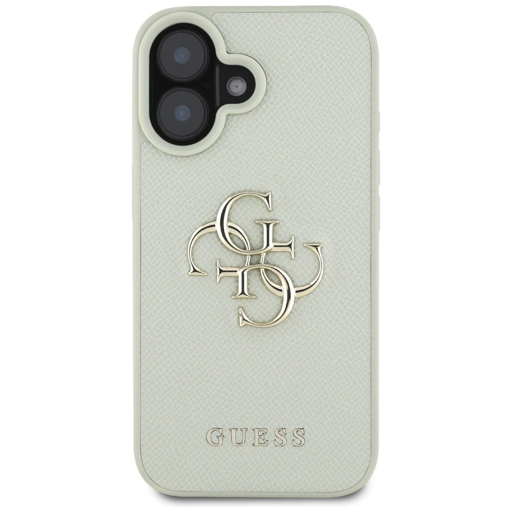 Custodia per Apple iPhone 16, Guess, Grained Big 4G Logo Small Classic Logo, Verde
