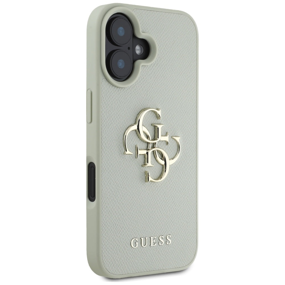 Custodia per Apple iPhone 16, Guess, Grained Big 4G Logo Small Classic Logo, Verde