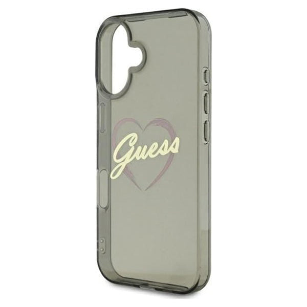 Case for Apple iPhone 16, Guess, IML Heart, Black