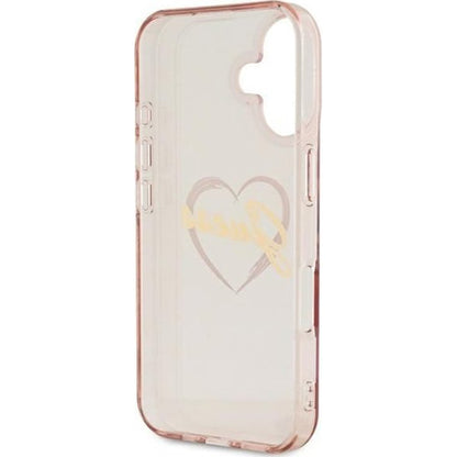 Custodia per Apple iPhone 16, Guess, IML Heart, Rosa
