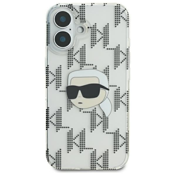 Case for Apple iPhone 16, Karl Lagerfeld, IML Luxury Electroplated Karl's Head, Transparent