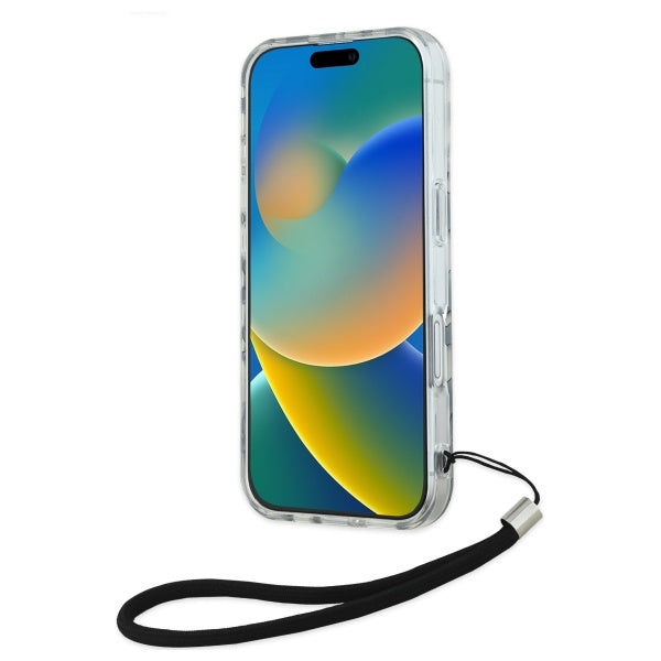 Custodia per Apple iPhone 16, Karl Lagerfeld, IML Luxury Zebra Pattern con Cinturino, Nera