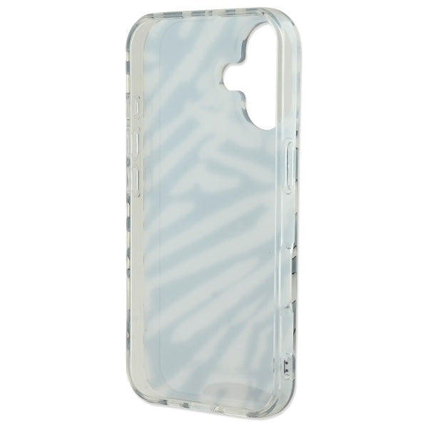 Custodia per Apple iPhone 16, Karl Lagerfeld, IML Luxury Zebra Pattern con Cinturino, Nera
