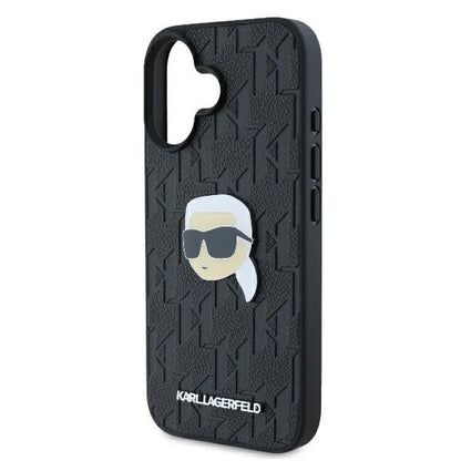 Custodia per Apple iPhone 16, Karl Lagerfeld, Monogramma Karl's Head, Nera