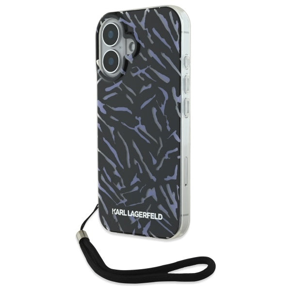 Case for Apple iPhone 16, Karl Lagerfeld, Zebra with Cord Strap, Purple