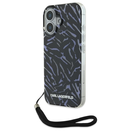Custodia per Apple iPhone 16, Karl Lagerfeld, Zebra con Cinturino, Viola