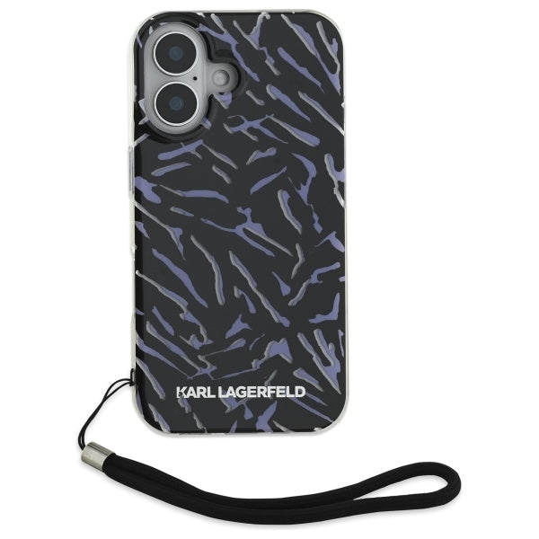 Case for Apple iPhone 16, Karl Lagerfeld, Zebra with Cord Strap, Purple