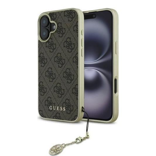 Custodia per Apple iPhone 16 Plus, Guess, 4G Charm, Marrone