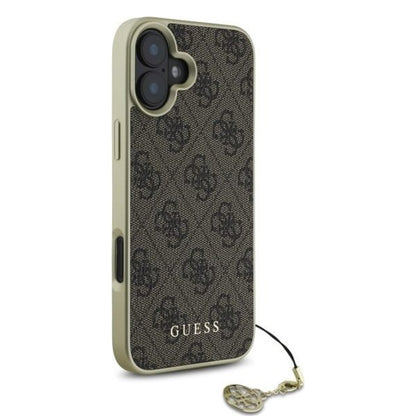 Custodia per Apple iPhone 16 Plus, Guess, 4G Charm, Marrone