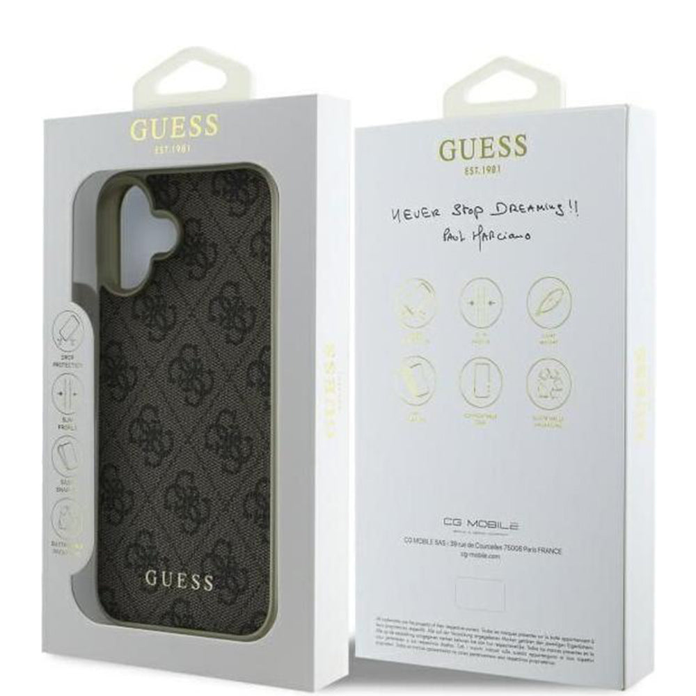 Custodia per Apple iPhone 16 Plus, Guess, 4G Charm, Marrone