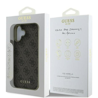 Custodia per Apple iPhone 16 Plus, Guess, 4G Charm, Marrone