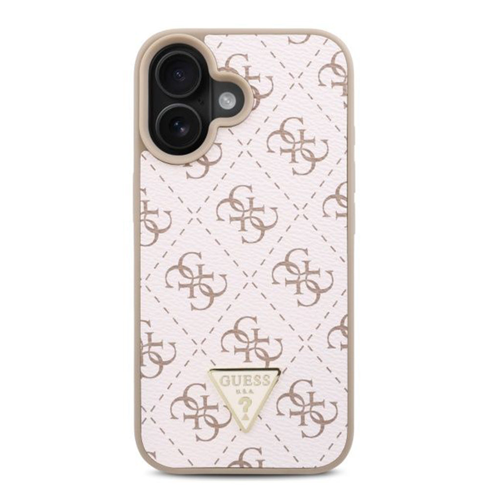 Custodia per Apple iPhone 16 Plus, Guess, 4G Triangle Logo, Bianca