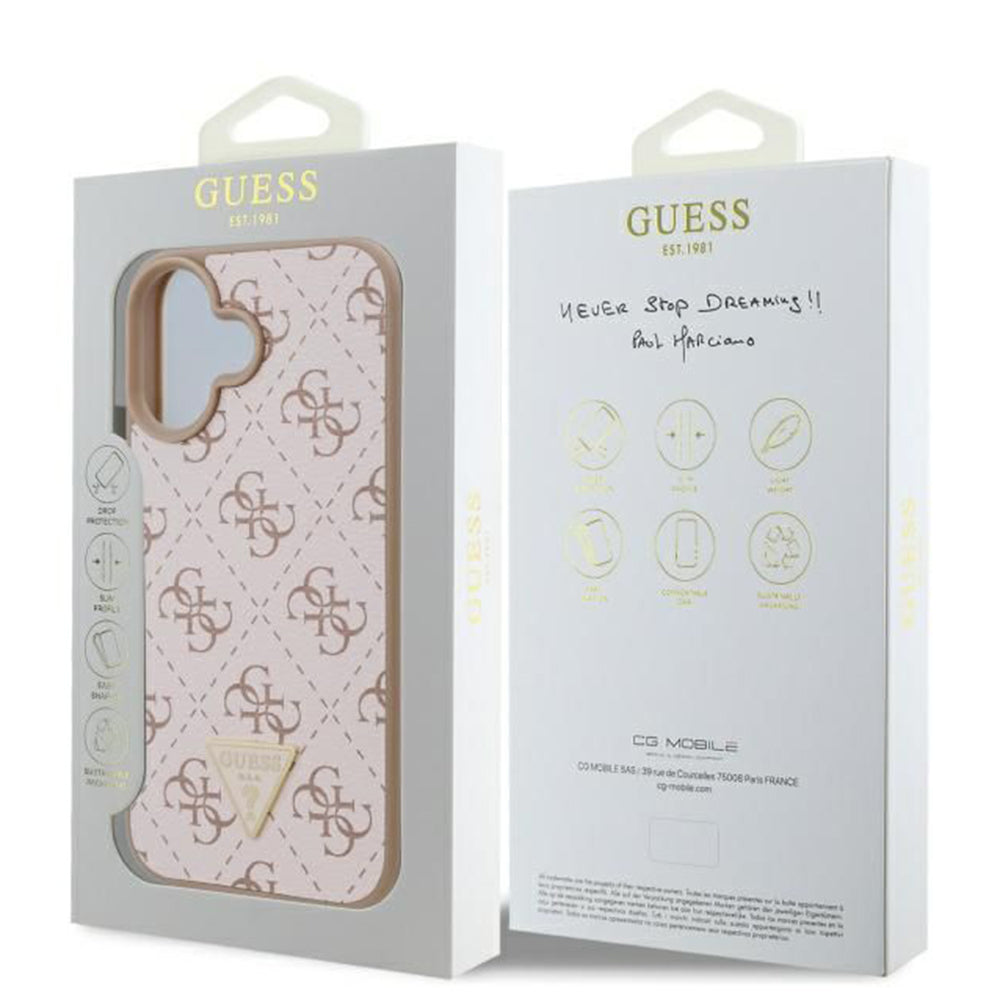 Custodia per Apple iPhone 16 Plus, Guess, 4G Triangle Logo, Bianca