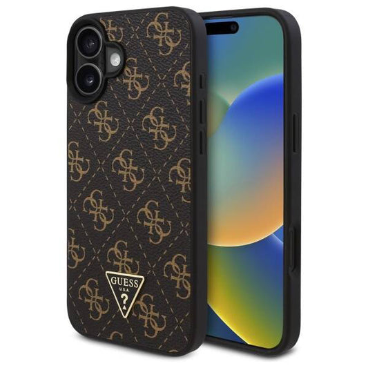 Custodia per Apple iPhone 16 Plus, Guess, 4G Triangle Logo, Nera