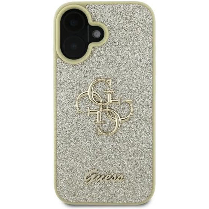 Custodia per Apple iPhone 16 Plus, Guess, Fixed Glitter Big 4G, Dorata