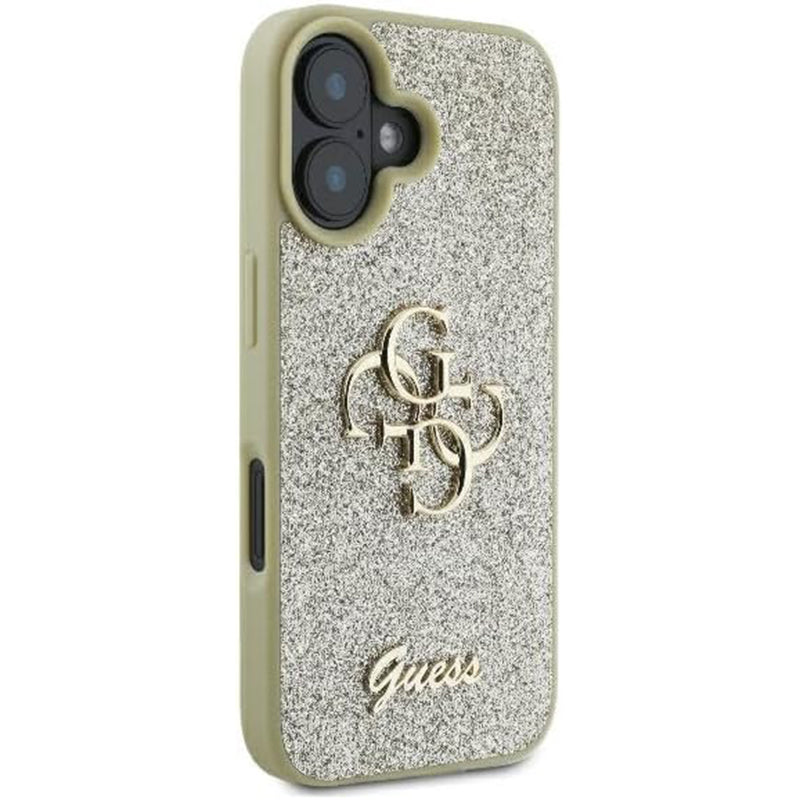 Custodia per Apple iPhone 16 Plus, Guess, Fixed Glitter Big 4G, Dorata