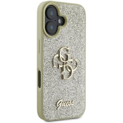Custodia per Apple iPhone 16 Plus, Guess, Fixed Glitter Big 4G, Dorata