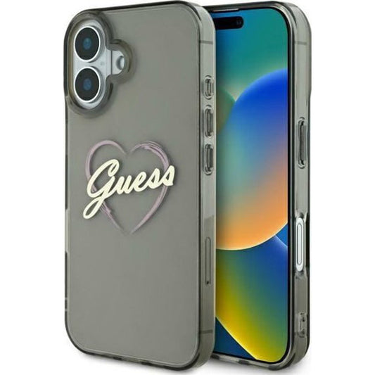 Custodia per Apple iPhone 16 Plus, Guess, IML Heart, Nera