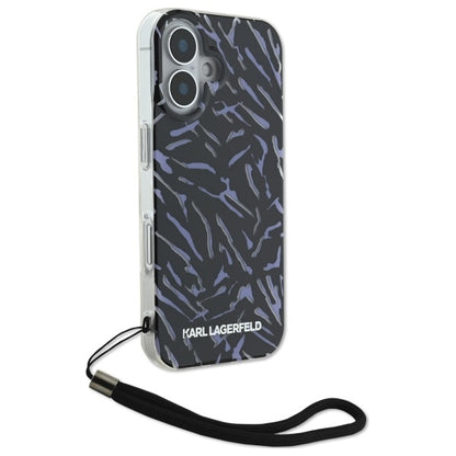 Custodia per Apple iPhone 16 Plus, Karl Lagerfeld, Zebra with Cord Strap, Viola