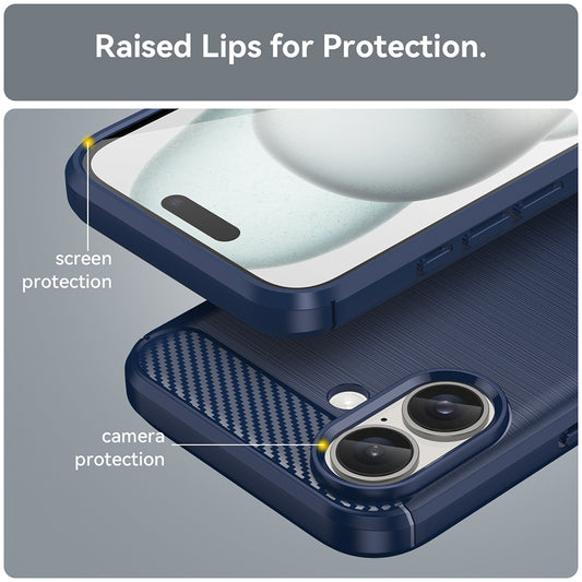 Custodia per Apple iPhone 16 Plus, Techsuit, Carbonio, Blu
