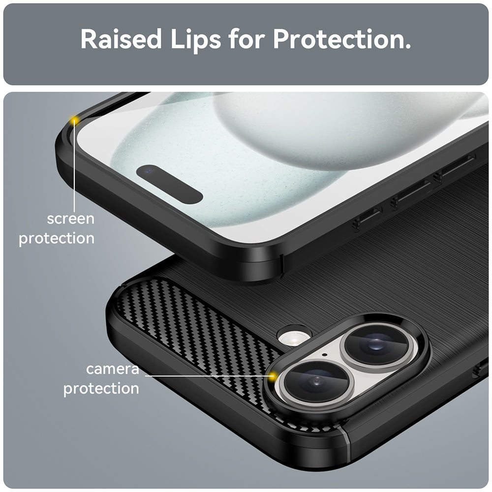 Custodia per Apple iPhone 16 Plus, Techsuit, Carbonio, Nera