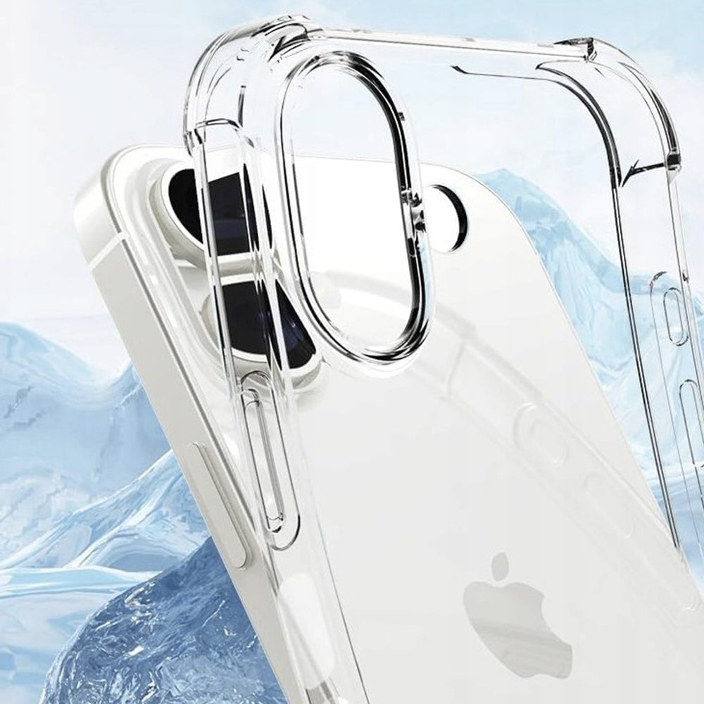 Custodia per Apple iPhone 16 Plus, Techsuit, Shockproof Clear (Foro Grande per Obiettivo), Trasparente