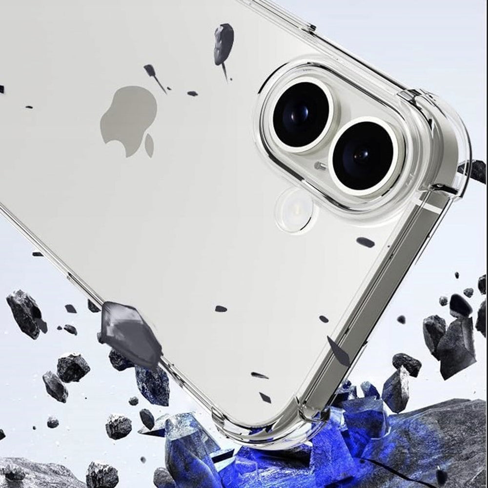Custodia per Apple iPhone 16 Plus, Techsuit, Shockproof Clear (Foro Grande per Obiettivo), Trasparente