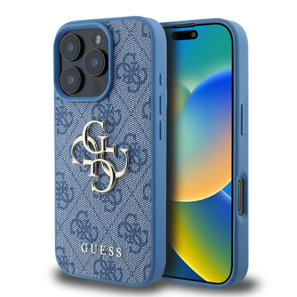 Custodia per Apple iPhone 16 Pro, Guess, 4G Big Logo, Blu