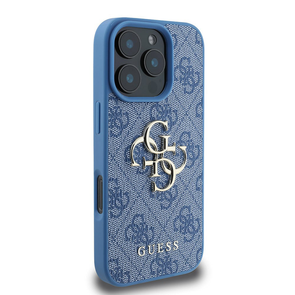 Custodia per Apple iPhone 16 Pro, Guess, 4G Big Logo, Blu
