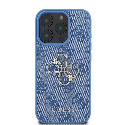 Custodia per Apple iPhone 16 Pro, Guess, 4G Big Logo, Blu