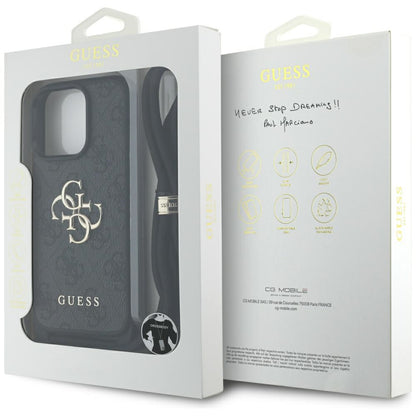 Custodia per Apple iPhone 16 Pro, Guess, 4G CBDY Big Logo con Cinturino, Nera