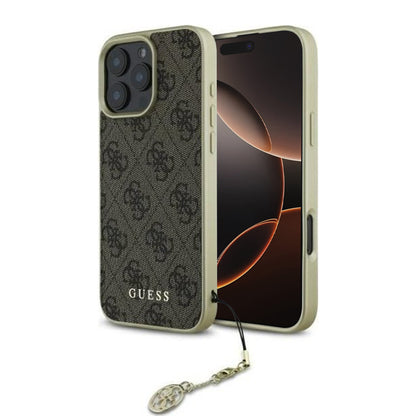 Custodia per Apple iPhone 16 Pro, Guess, 4G Charm, Marrone
