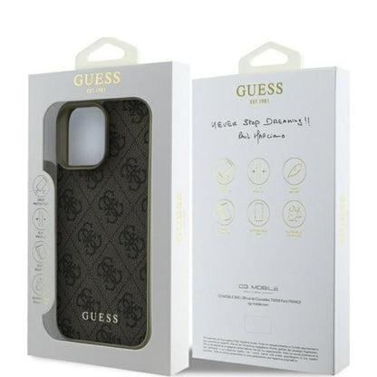 Custodia per Apple iPhone 16 Pro, Guess, 4G Charm, Marrone