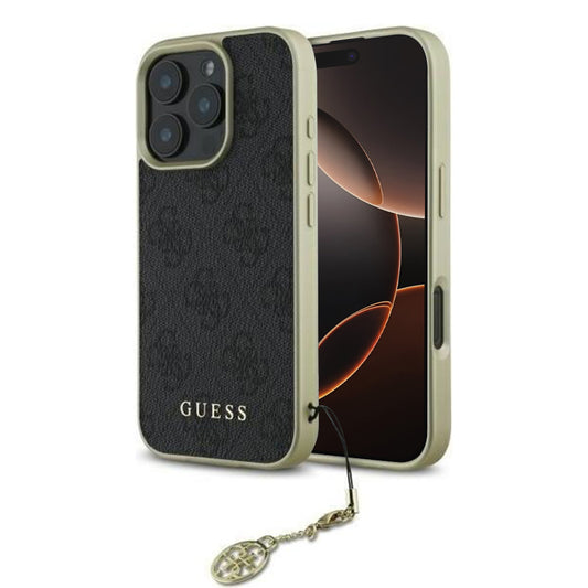 Custodia per Apple iPhone 16 Pro, Guess, 4G Charm, Nera