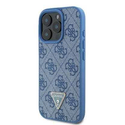 Case for Apple iPhone 16 Pro, Guess, Crossbody 4G Triangle Strass, Blue