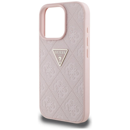 Custodia per Apple iPhone 16 Pro, Guess, Hot Stamp 4G Pattern Triangle Logo, Rosa