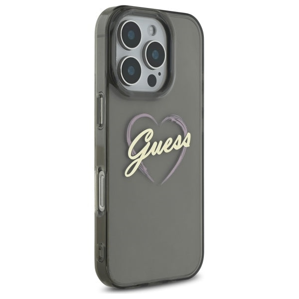 Custodia per Apple iPhone 16 Pro, Guess, IML Heart, Nera
