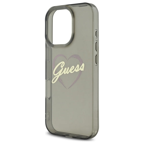 Custodia per Apple iPhone 16 Pro, Guess, IML Heart, Nera