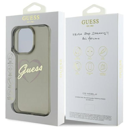 Custodia per Apple iPhone 16 Pro, Guess, IML Heart, Nera