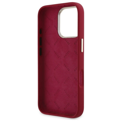Custodia per Apple iPhone 16 Pro, Guess, Script Metal Logo, Rossa