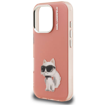 Custodia per Apple iPhone 16 Pro, Karl Lagerfeld, IML Aquarelle Logo Choupette, Rosa